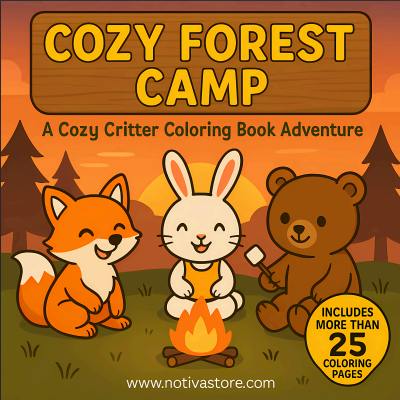 Cozy Forest Camp Coloring Book With 25 Pages