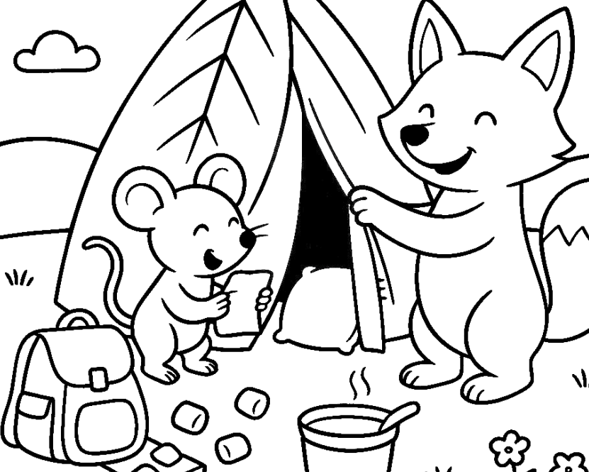 Cozy Forest Camp Coloring Book With 25 Pages